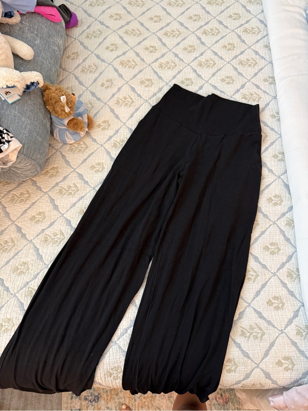 aerie Black Wide-Leg High-Rise Lounge Pants